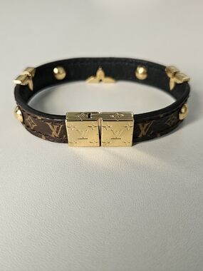 Louis Vuitton Crown Revirsable Brown Monogram Leather Bracelet
